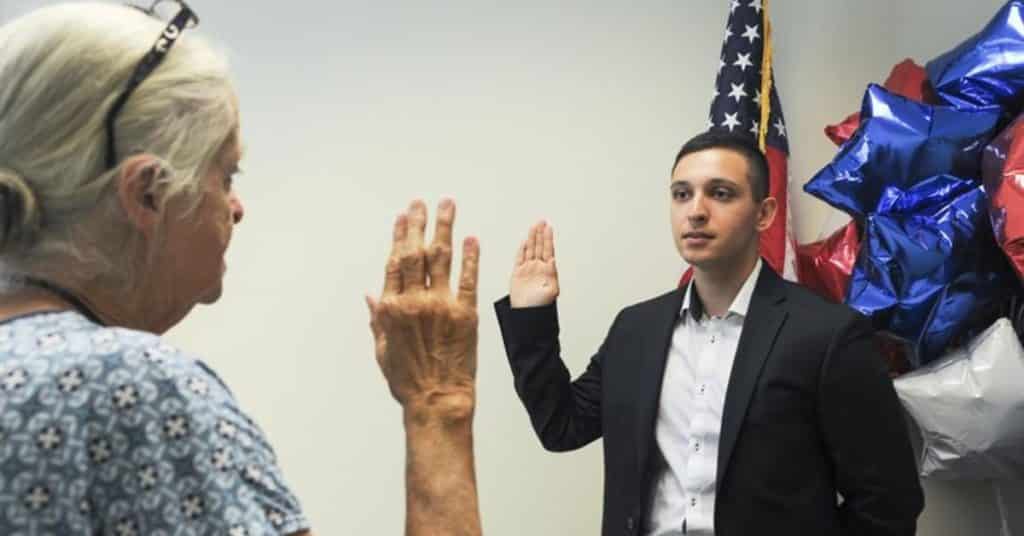 Man Taking Citizenship Oath