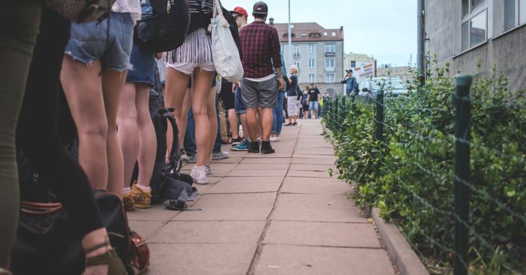 people waiting in line